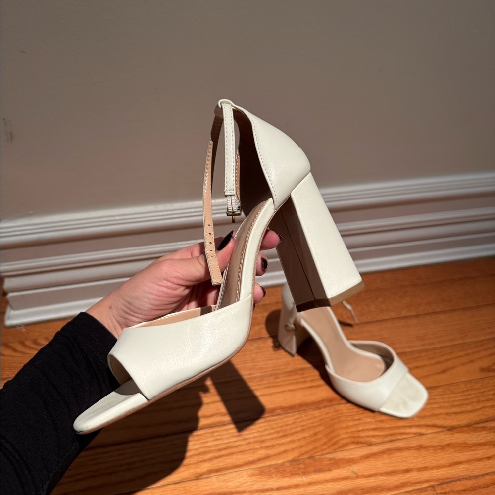 Mango White Block Heel Sandals (Size 6)